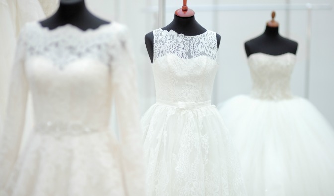 Wedding dresses on mannequins