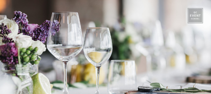 wine glasses for a sophisticated event planned with event planner certified programs