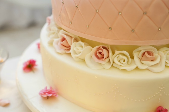 Buttercream icing on a perfect wedding cake